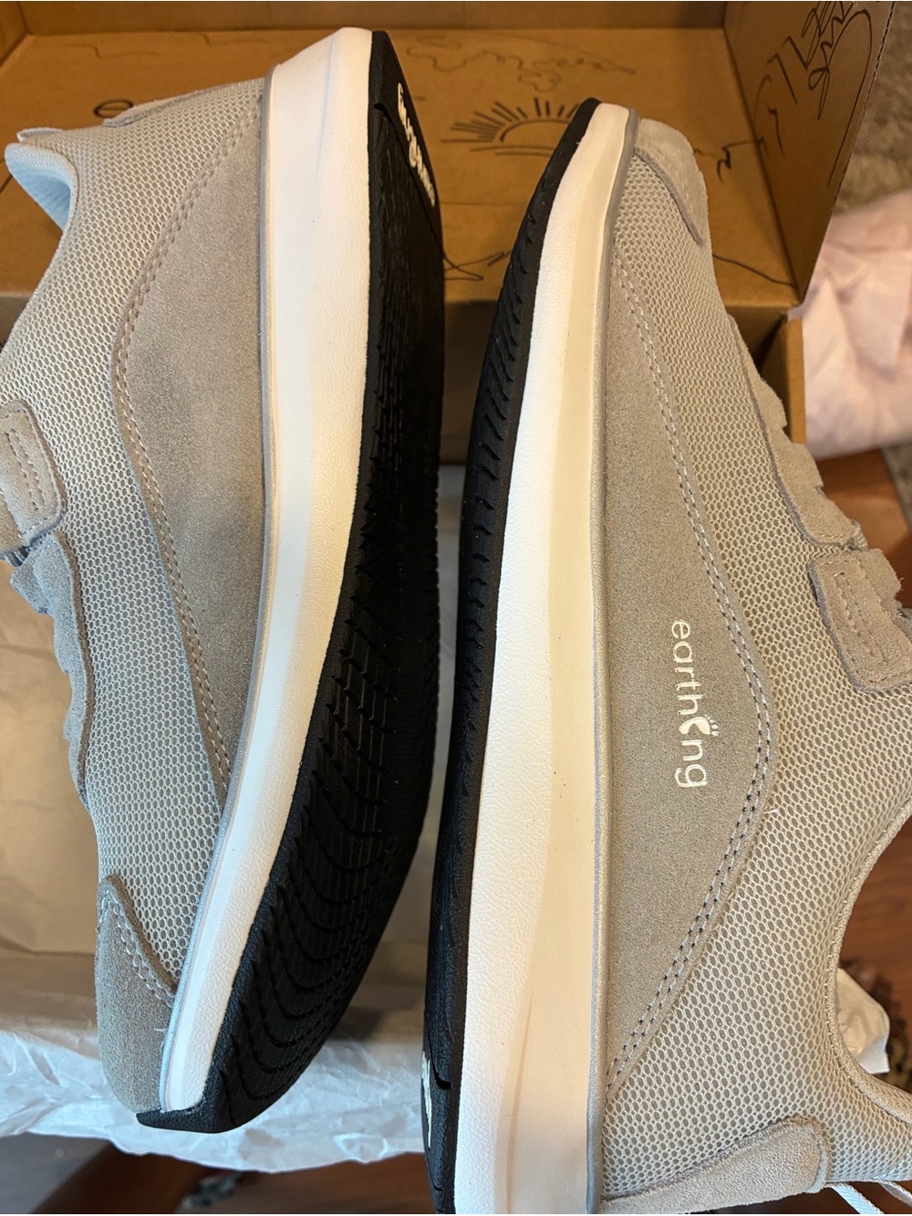 Earth Women’s Lace-Up Sneakers in Light Gray and Black Sole